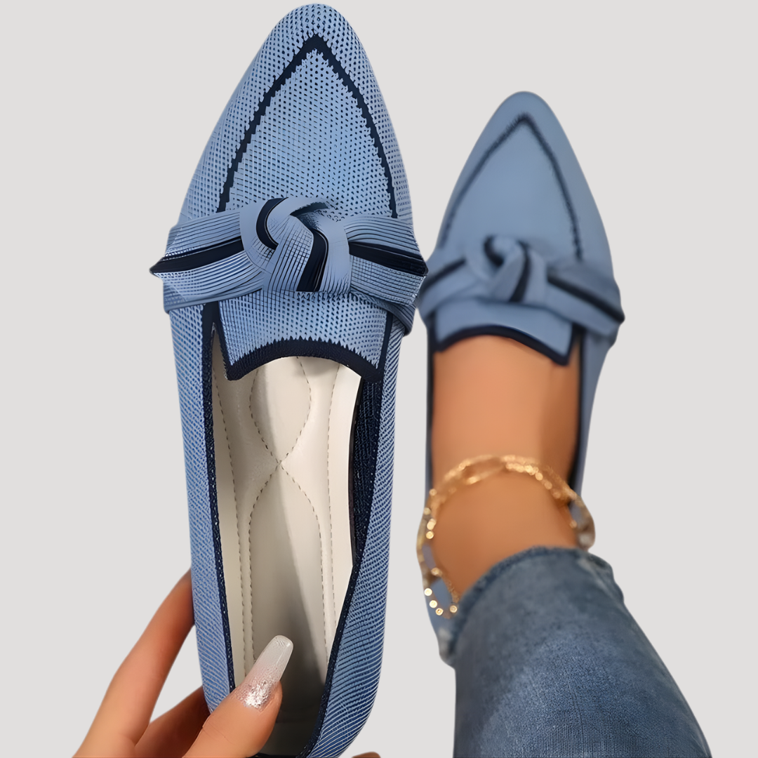 Women’s Loafers | Textured Pointed Bow Design