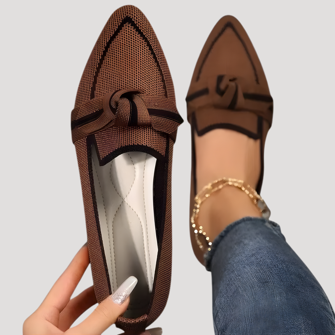 Women’s Loafers | Textured Pointed Bow Design