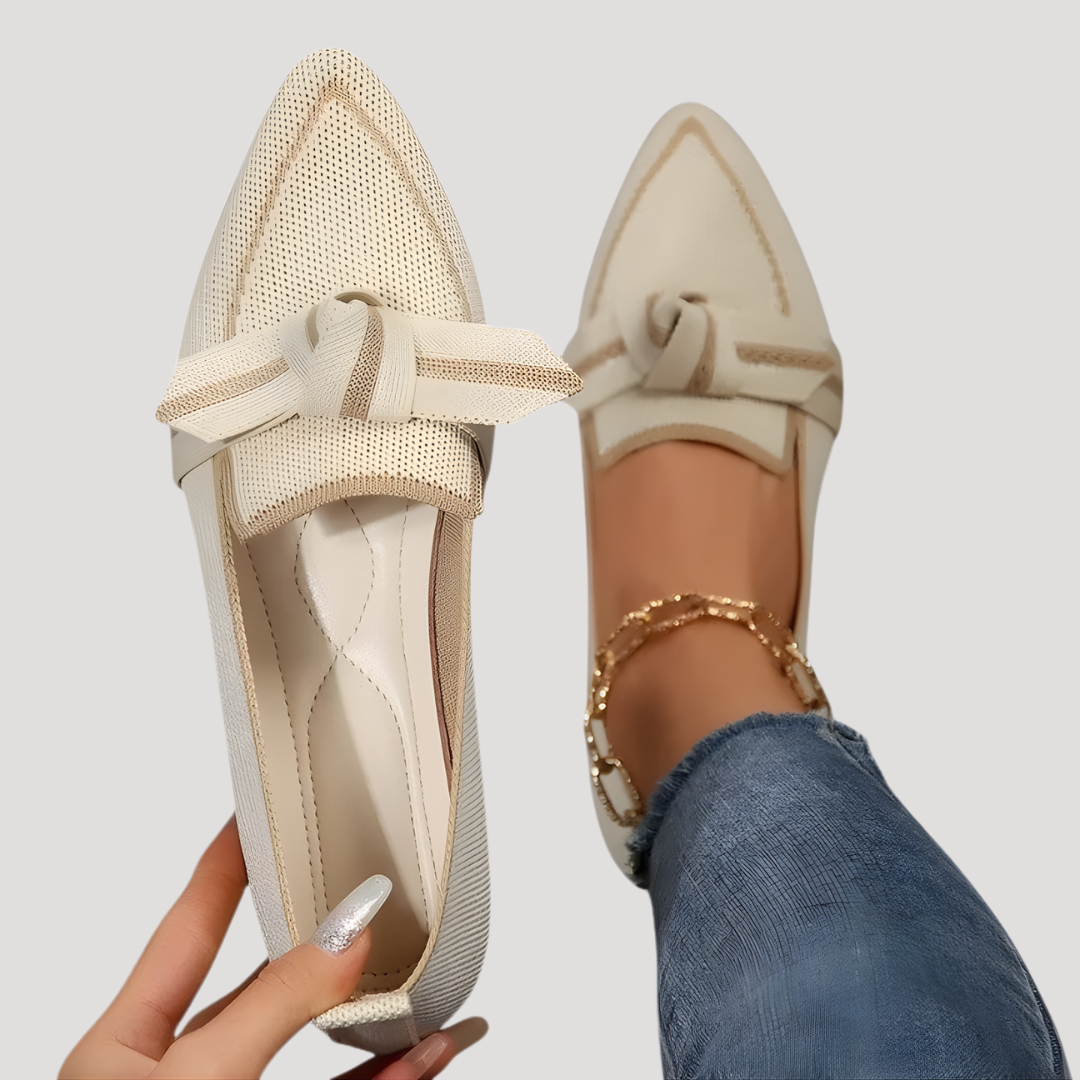 Women’s Loafers | Textured Pointed Bow Design