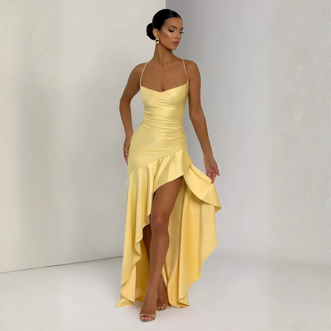 Women's Maxi Dress | Draped High Slit