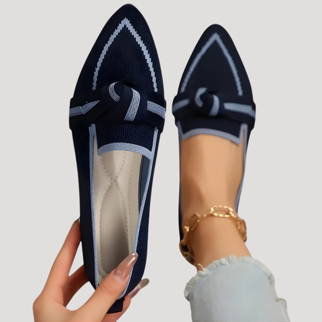 Women’s Loafers | Textured Pointed Bow Design