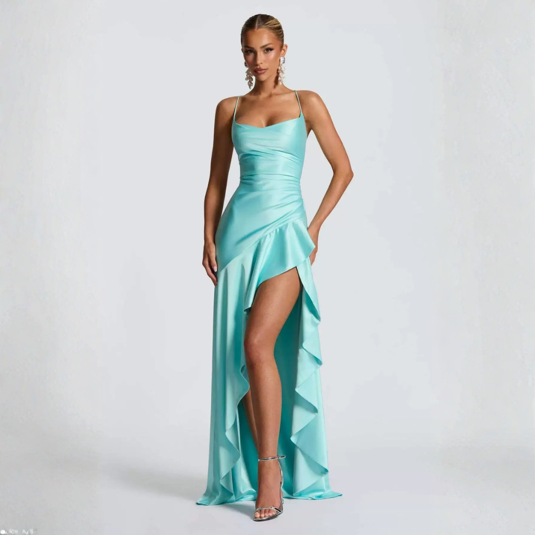 Women's Maxi Dress | Draped High Slit