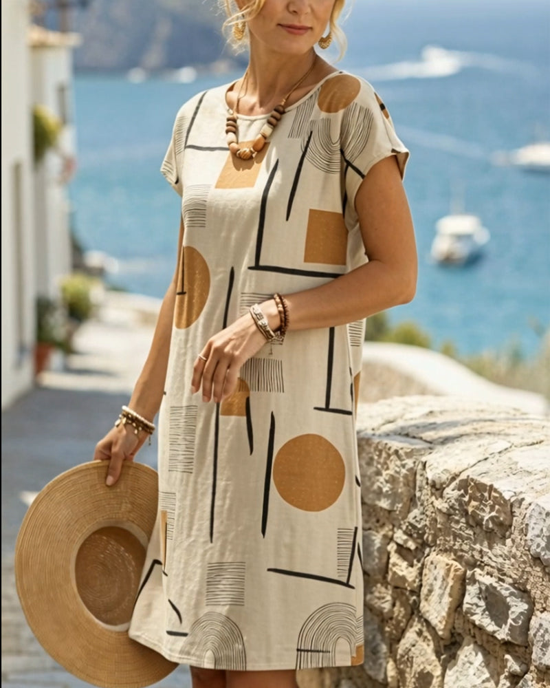Women's Dress | Abstract Geometric Print Shift Mini