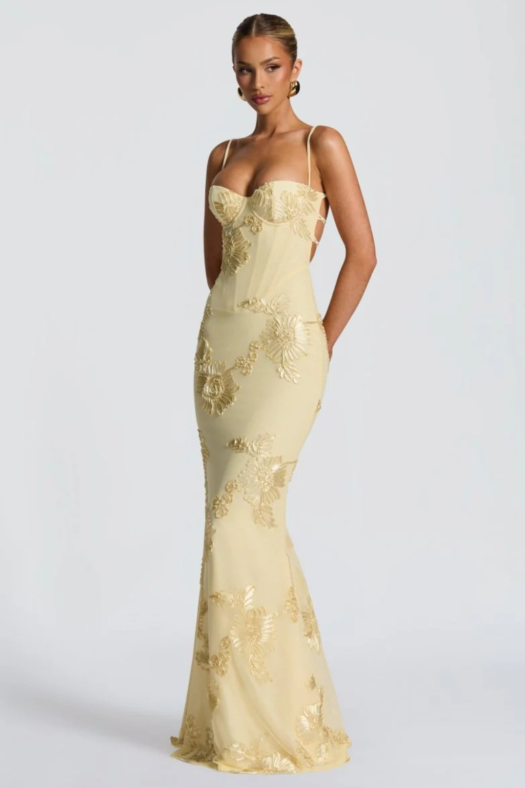 Wedding Guest Dress Women | Maxi with Floral Embroidery & Corset Bodice