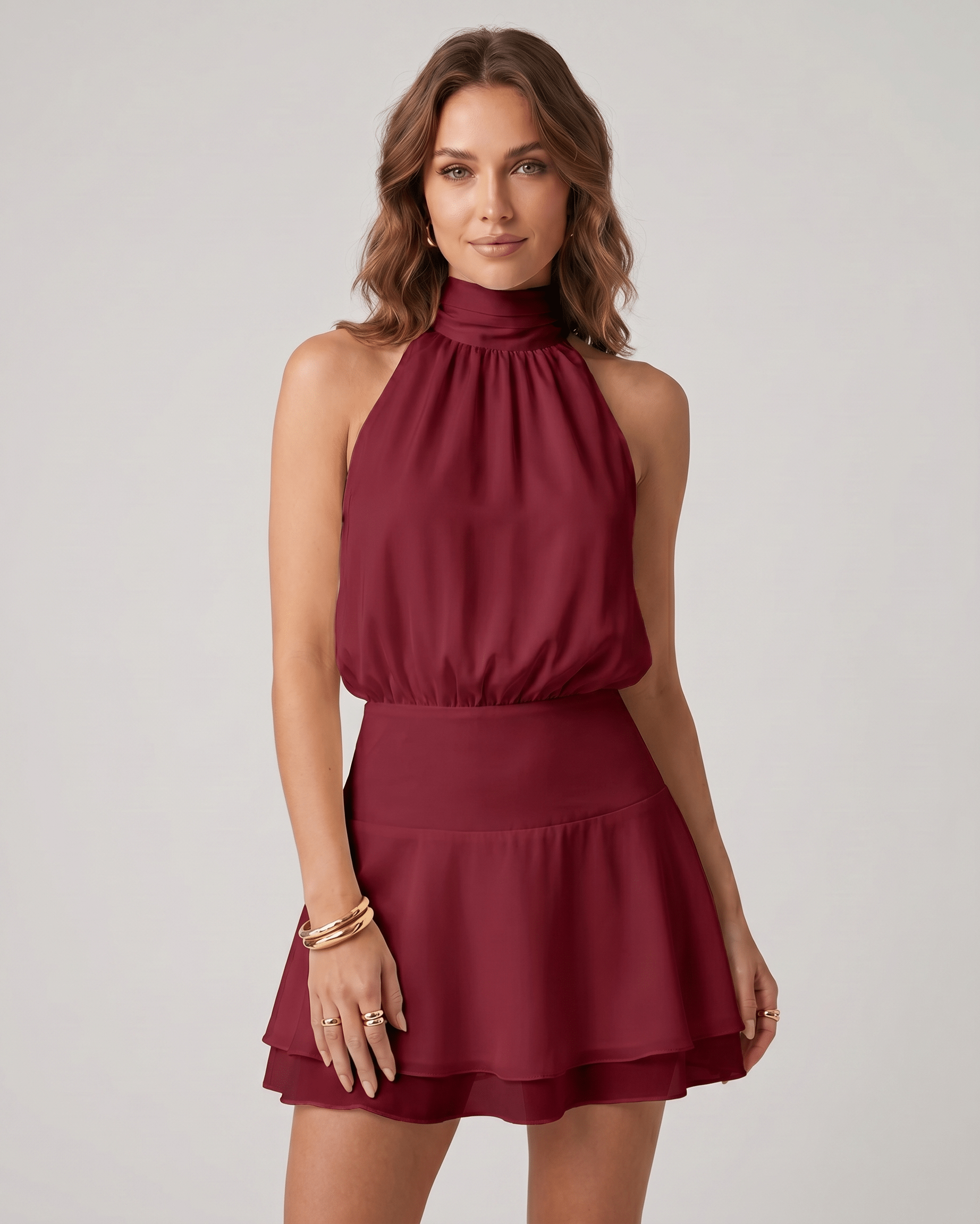 Women's Dress | Halter Neck Mini with Bow Back Detail