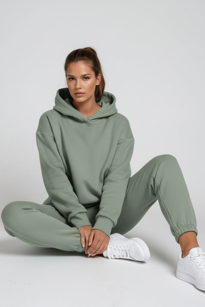 Womens Hoodies And Joggers Set with Relaxed Fit Sweatshirt and Ribbed Cuffs