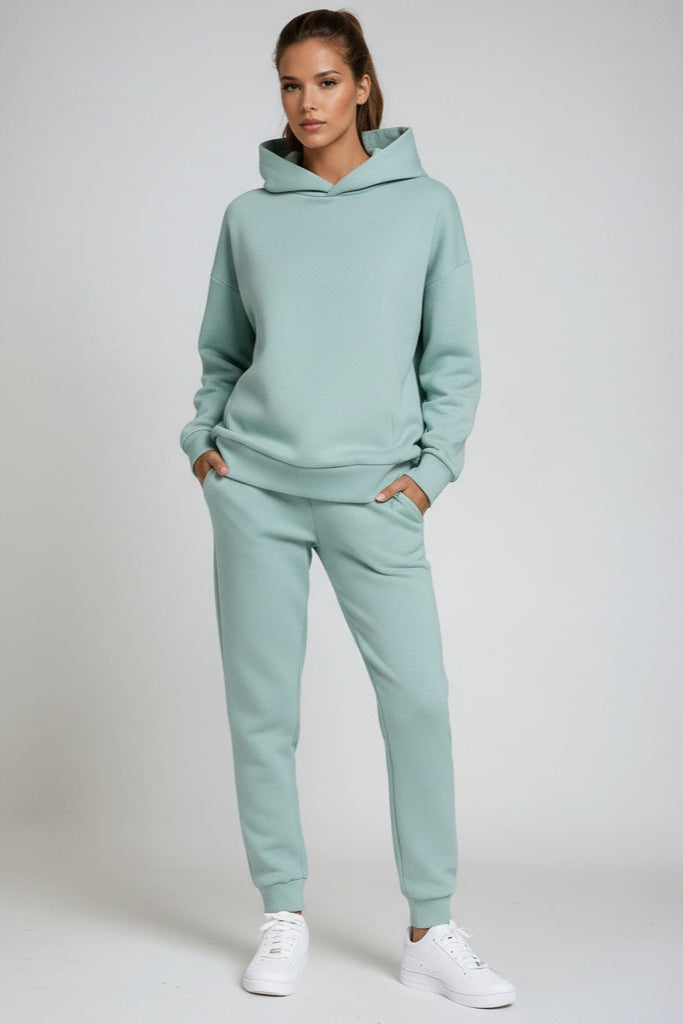 Womens Hoodies And Joggers Set with Relaxed Fit Sweatshirt and Ribbed Cuffs