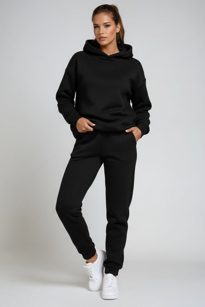 Womens Hoodies And Joggers Set with Relaxed Fit Sweatshirt and Ribbed Cuffs