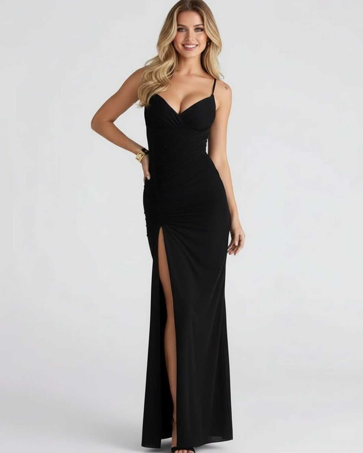 Women's Dress | Spaghetti Strap Maxi with High Slit