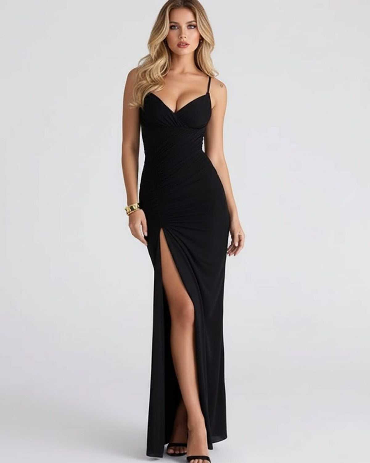 Women's Dress | Spaghetti Strap Maxi with High Slit