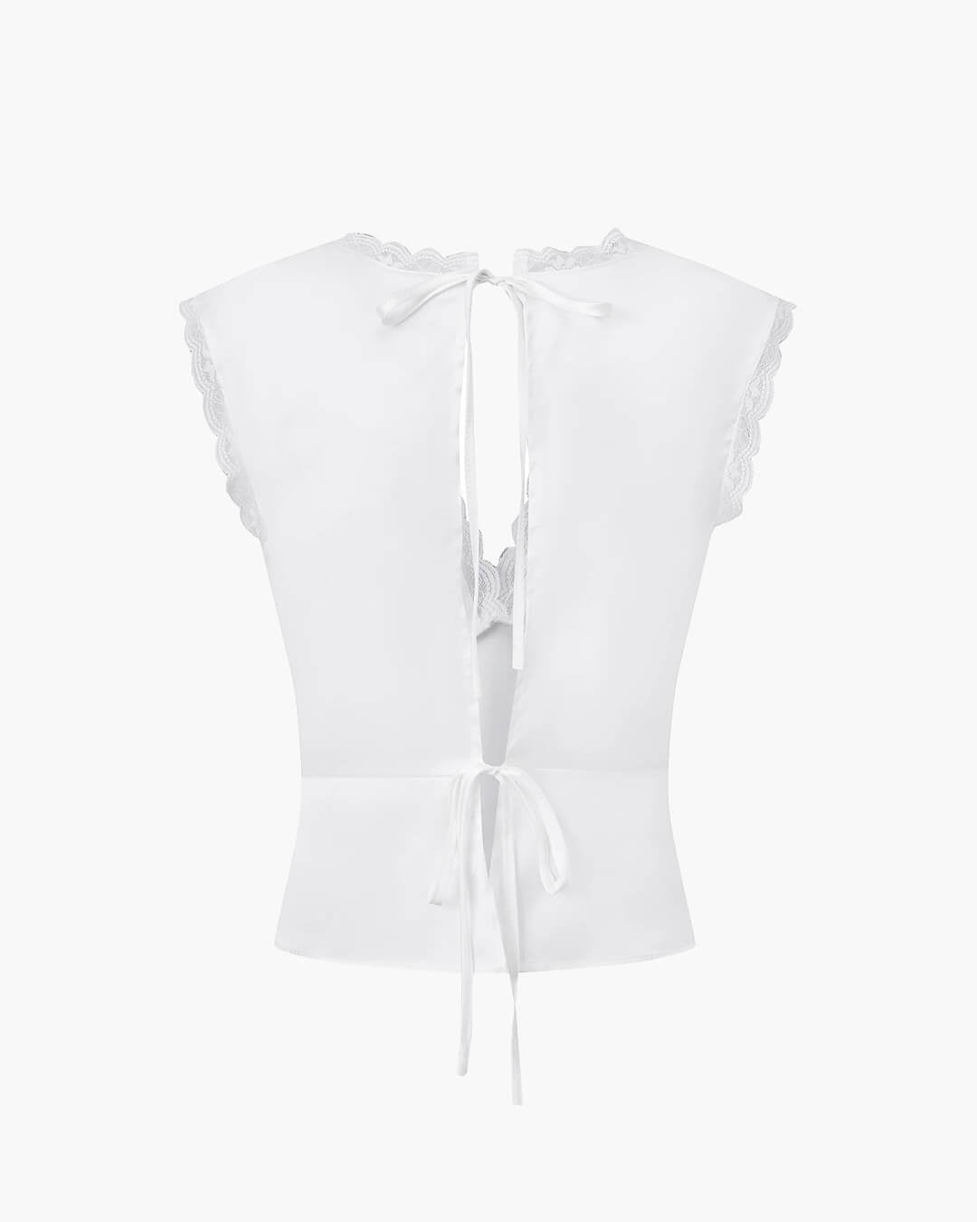 Top Women | Sleeveless V-Neck with Open Back, Lace Trim & Tie Detail
