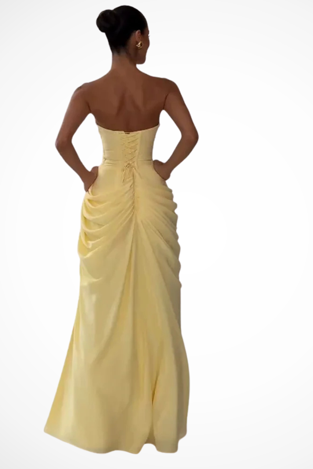 Wedding Guest Dress Women | Maxi Strapless with Ruched Bodice & Split