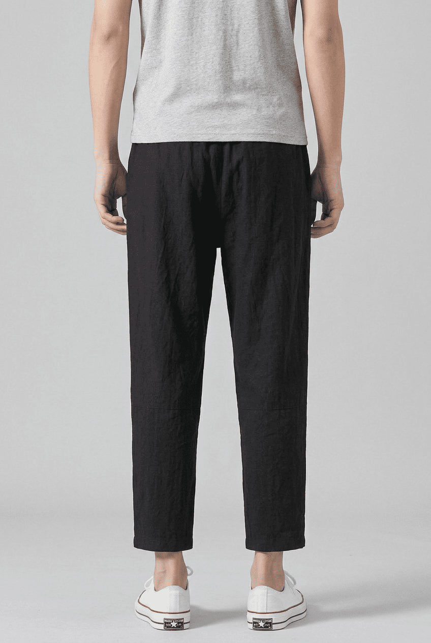 Men's Casual Trousers with Drawstring Waist and Tapered Leg | Cropped Length