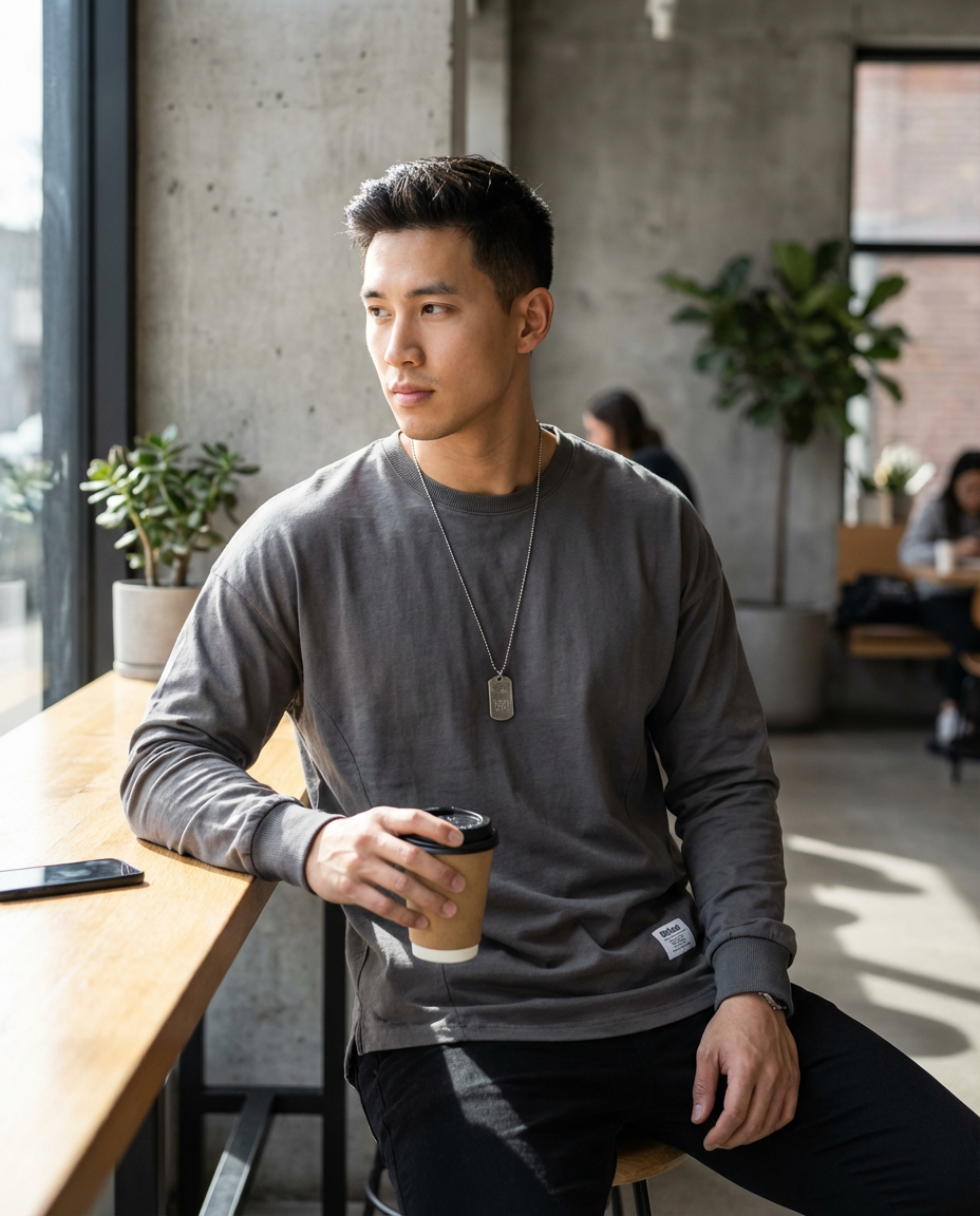 Men's Long Sleeve Sweatshirt | Oversized Fit