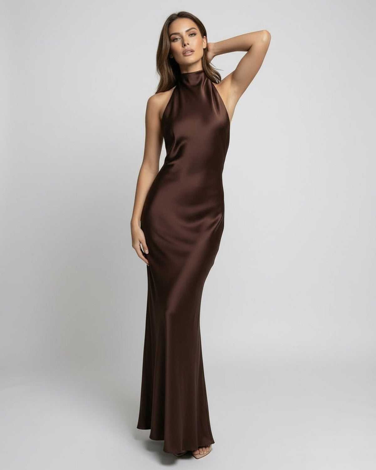 Women's Dress | Backless Halter Maxi Wedding Guest
