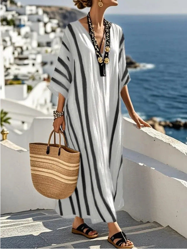 Women's Dress | Kaftan Striped Maxi