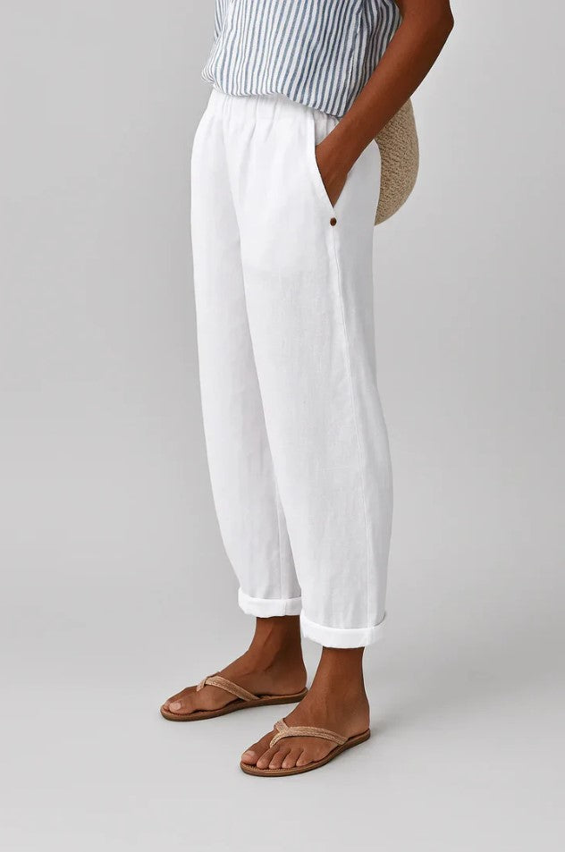 Women's Cropped Tapered Trousers | Elasticated Waist & Turn-Up Hem