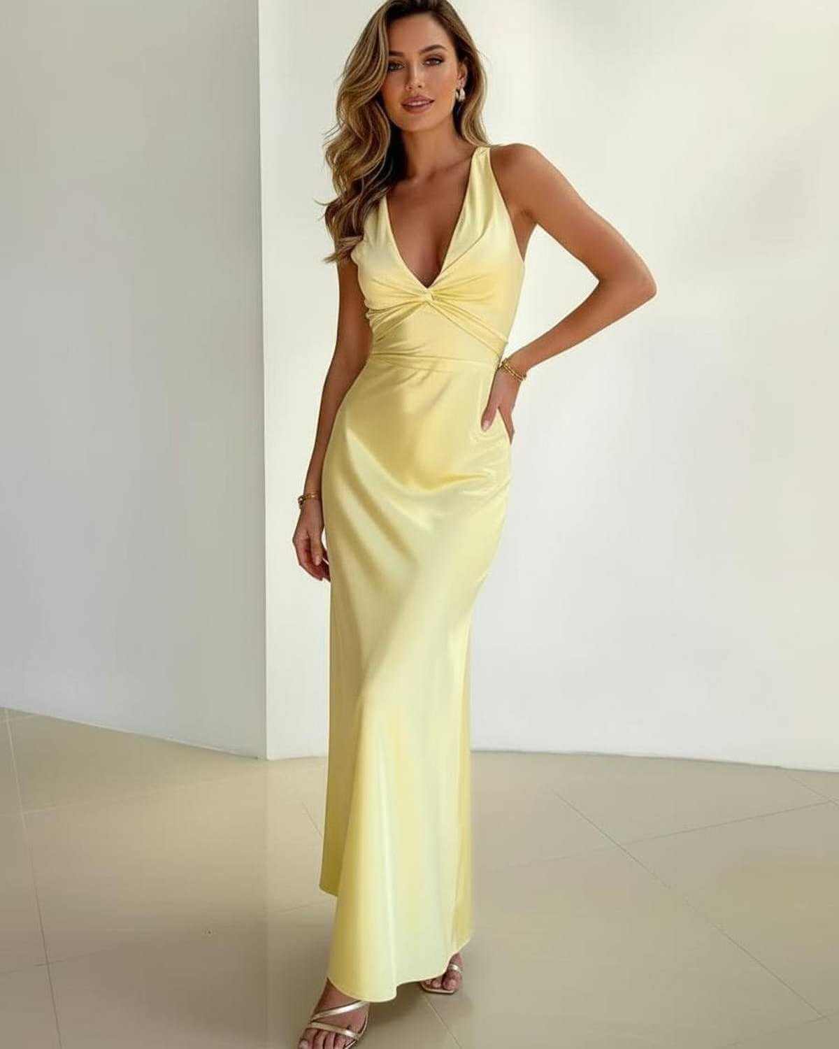Women's Dress | Maxi Dress Plunge Neckline
