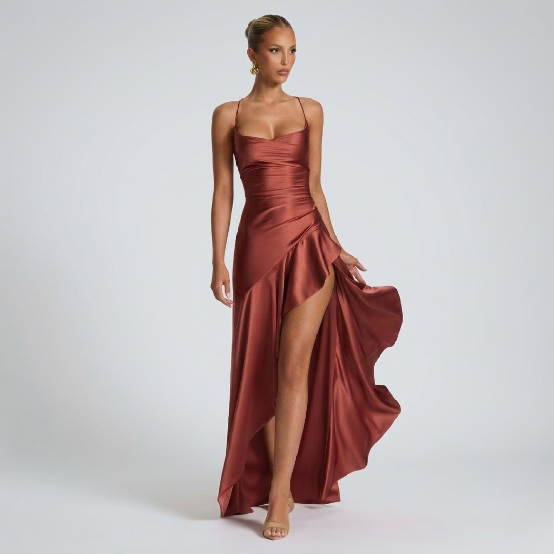 Women's Maxi Dress | Draped High Slit