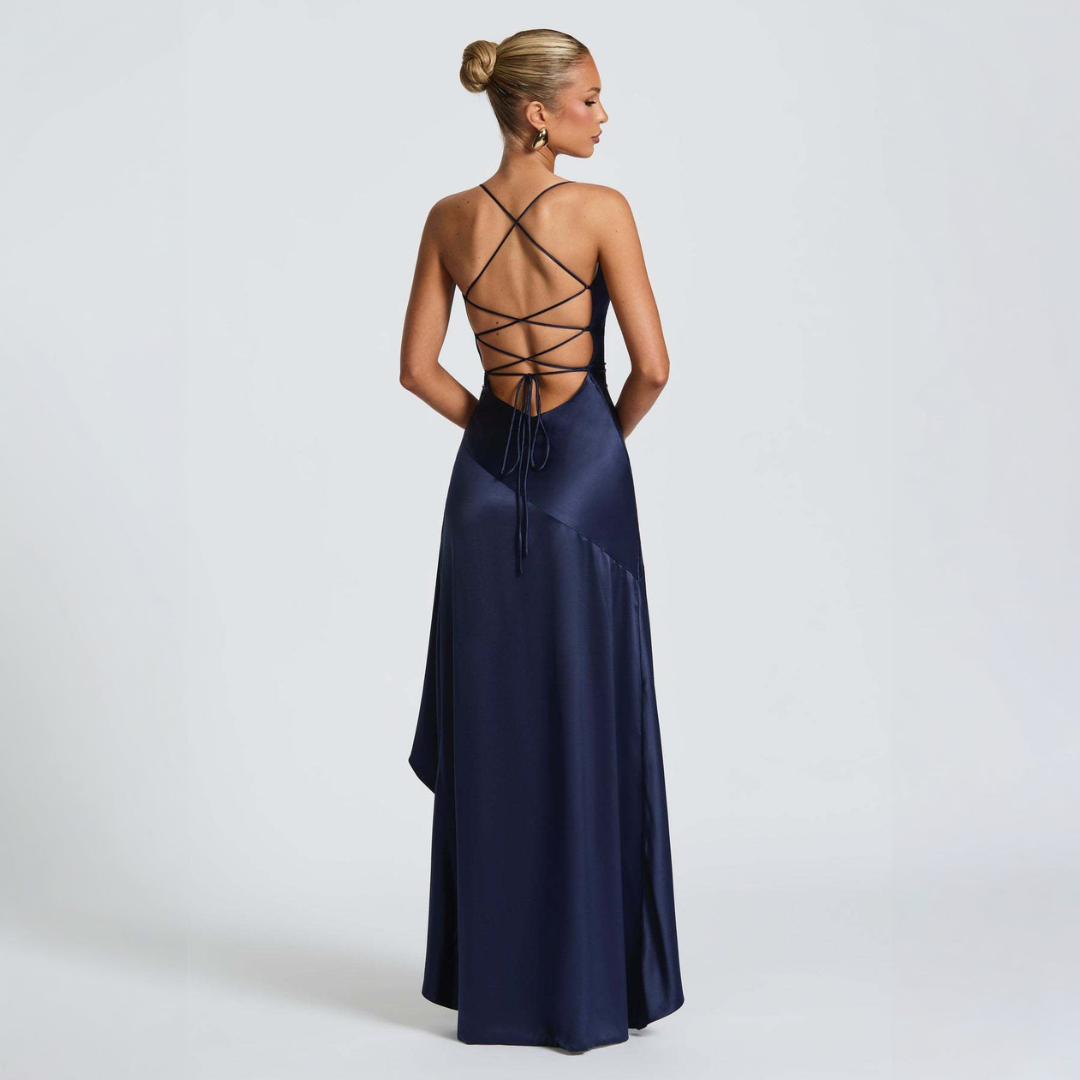 Women's Maxi Dress | Draped High Slit