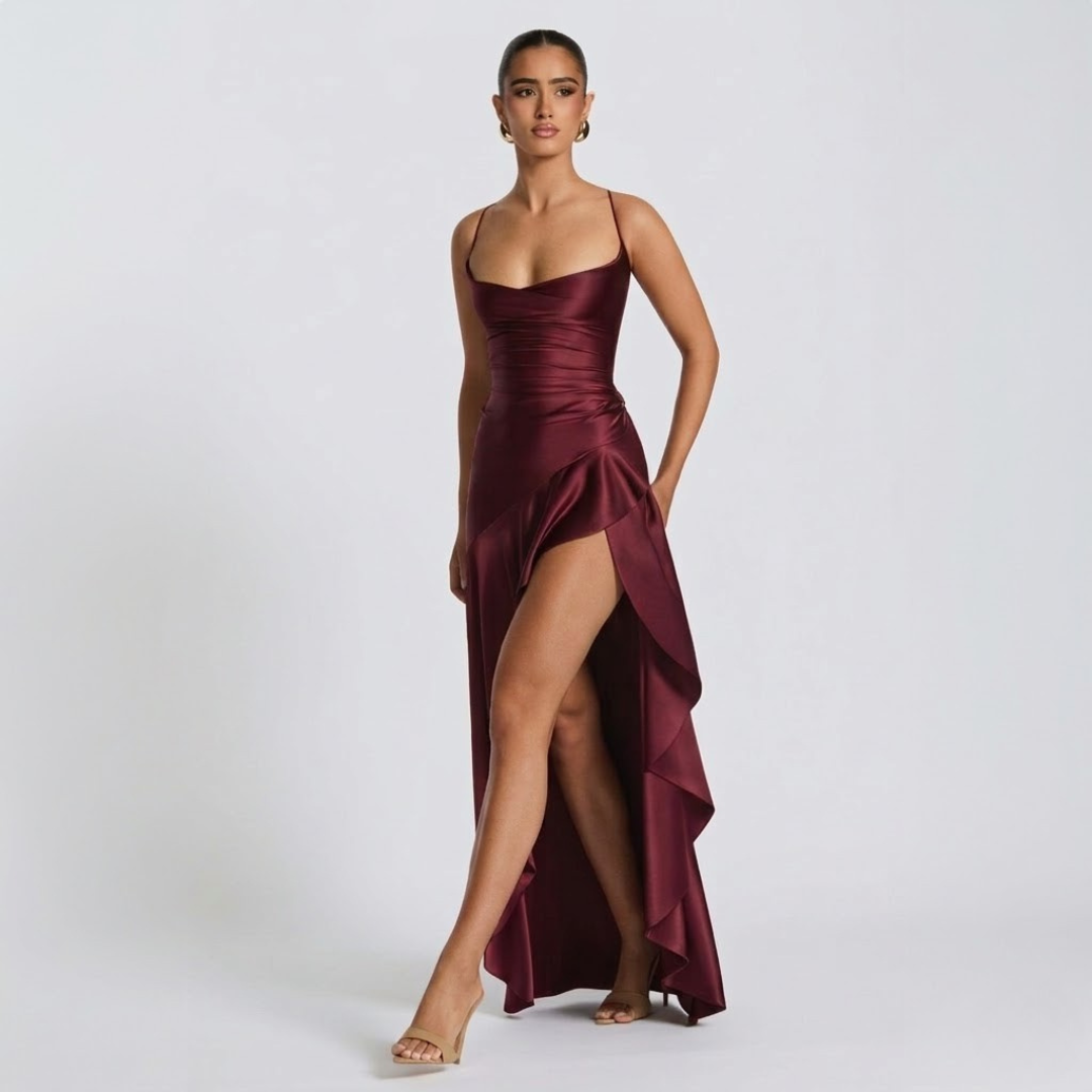 Women's Maxi Dress | Draped High Slit