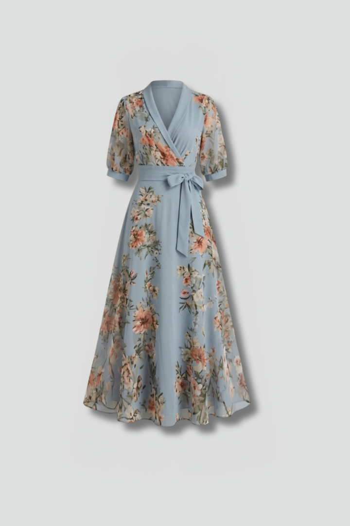 Women’s Dress | Midi V-Neck Floral Pattern