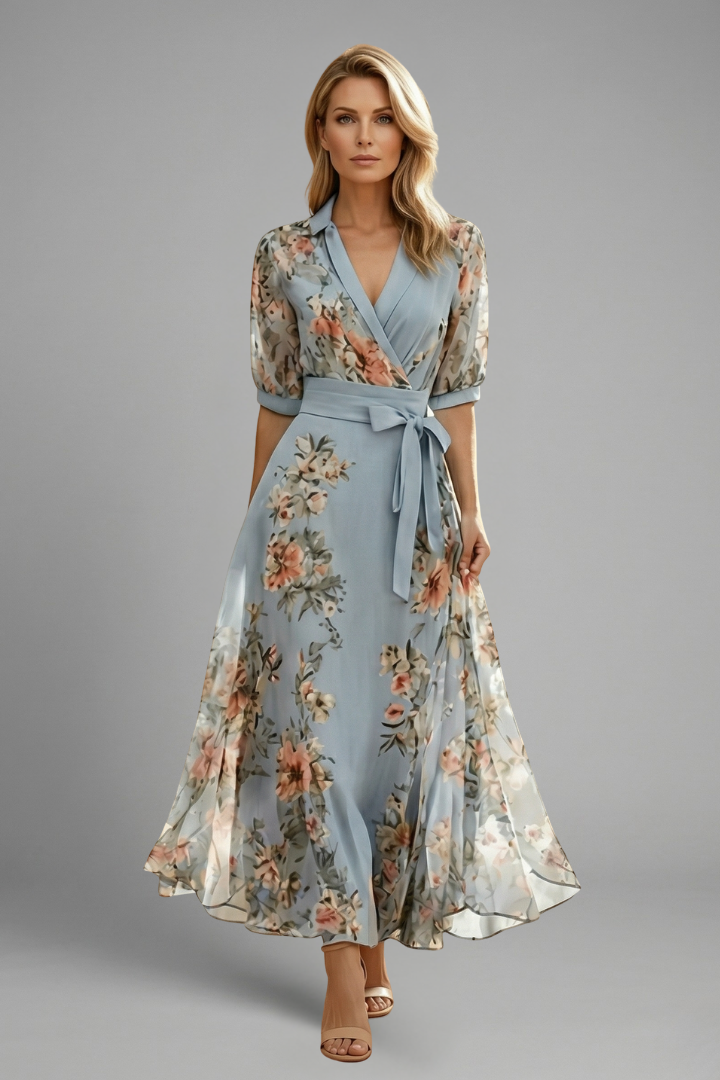 Women’s Dress | Midi V-Neck Floral Pattern