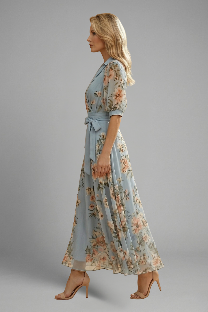 Women’s Dress | Midi V-Neck Floral Pattern
