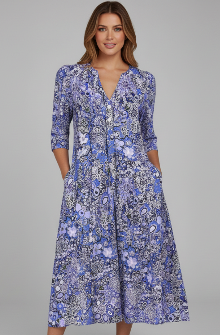 Women’s Dress | 3/4 Sleeves Midi V-Neck