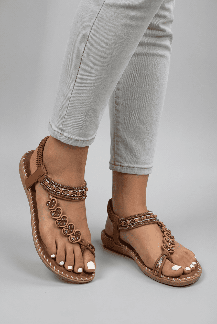 Women’s Boho Beaded Strap Sandals | Summer