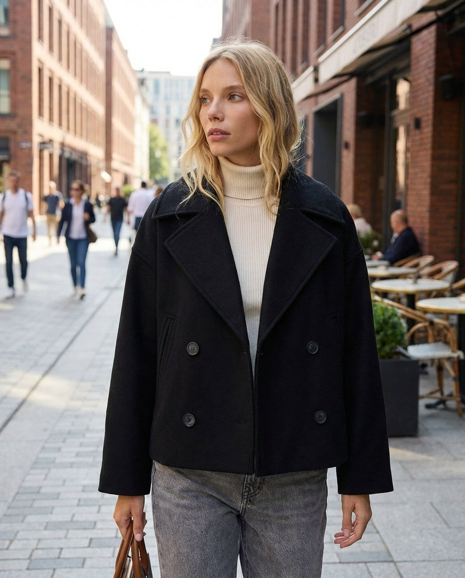 Women's Coat | Double Breasted Short Style