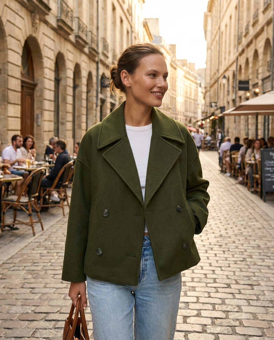 Women's Coat | Double Breasted Short Style
