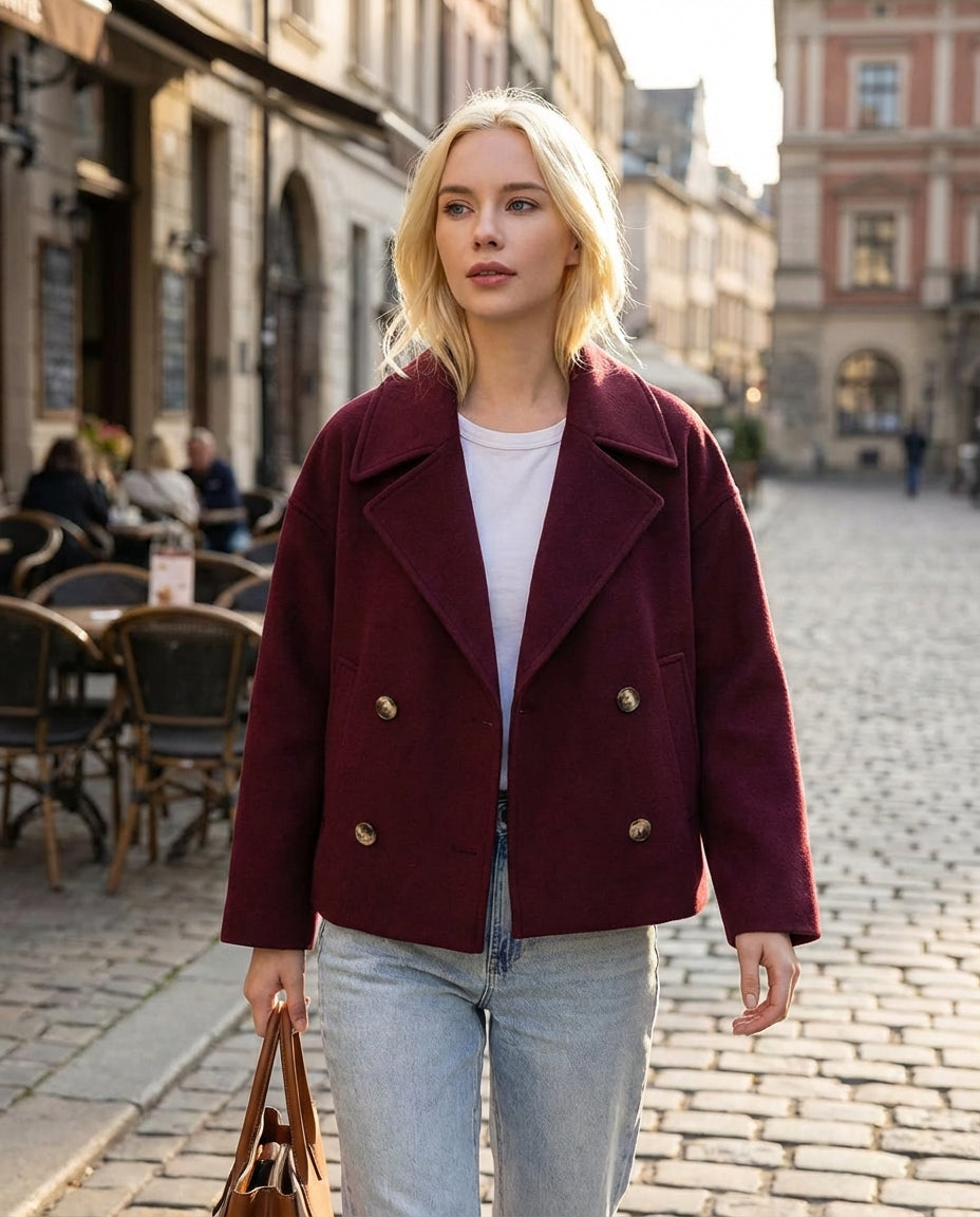 Women's Coat | Double Breasted Short Style