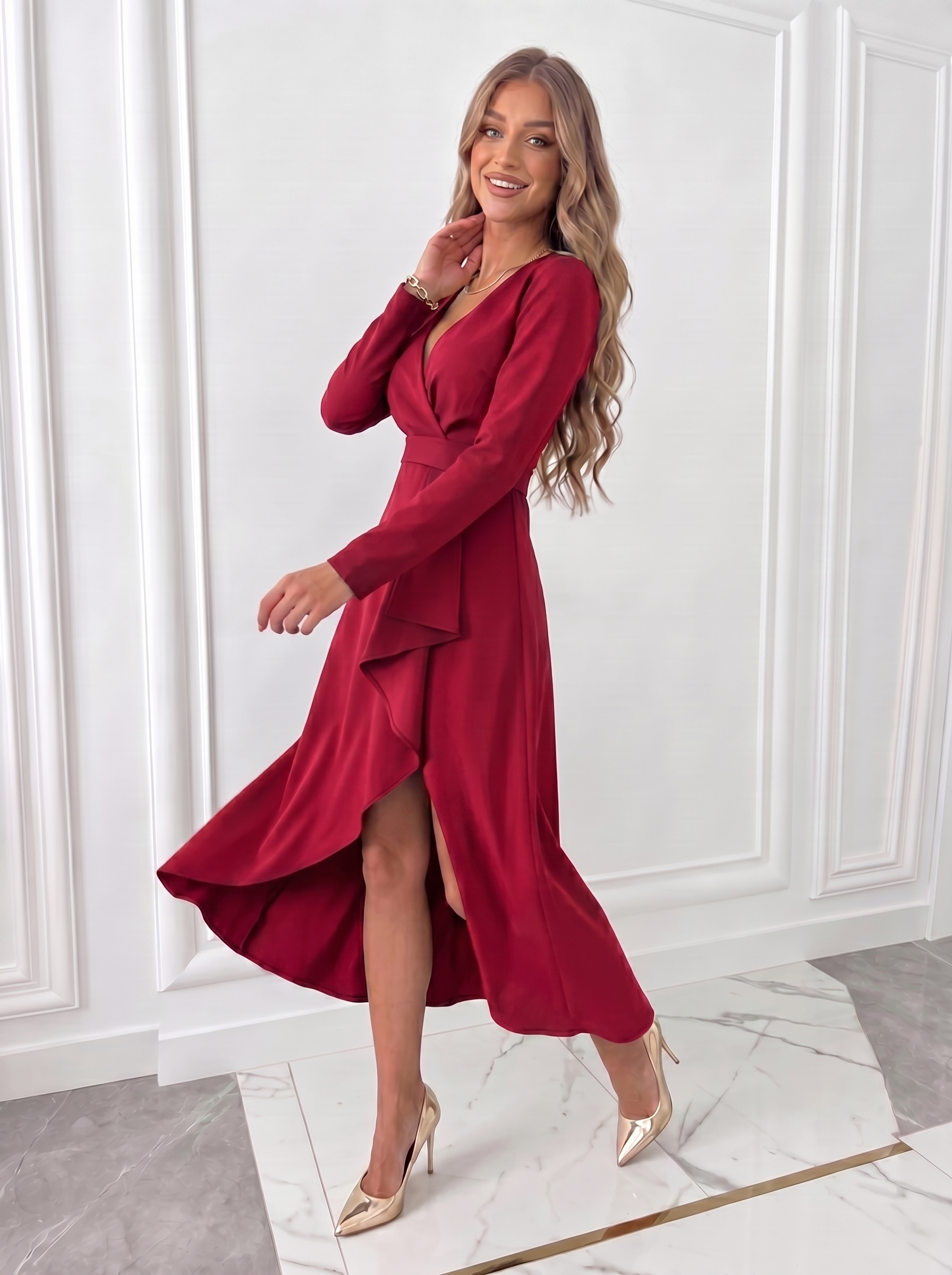 Women's Dress | V-Neck Sheath Midi