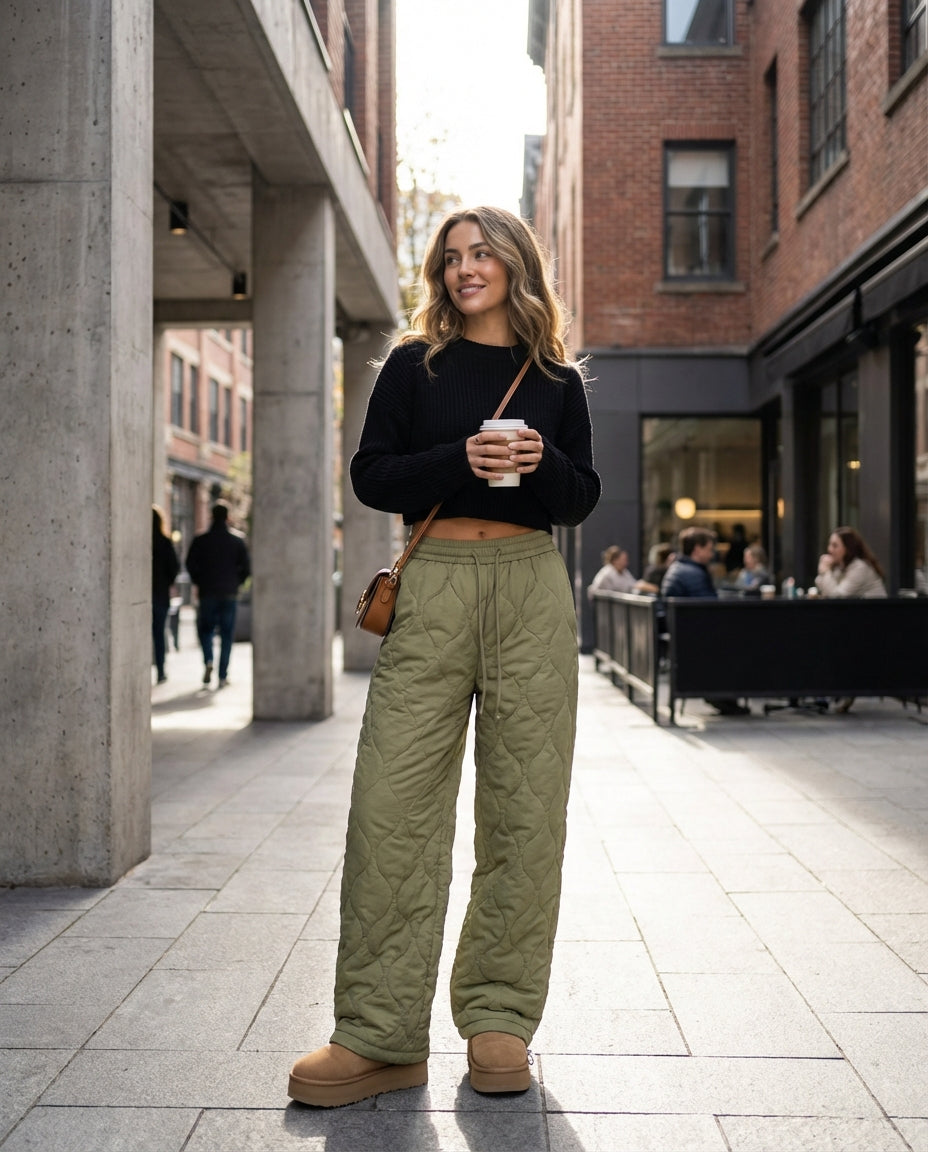 Women's Joggers | Quilted Drawstring Style
