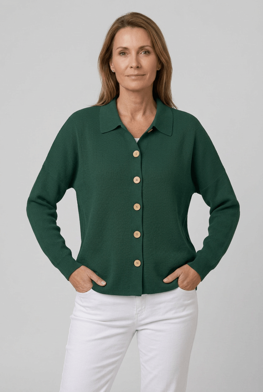 Women's Knit Cardigan with Collar | Button Front