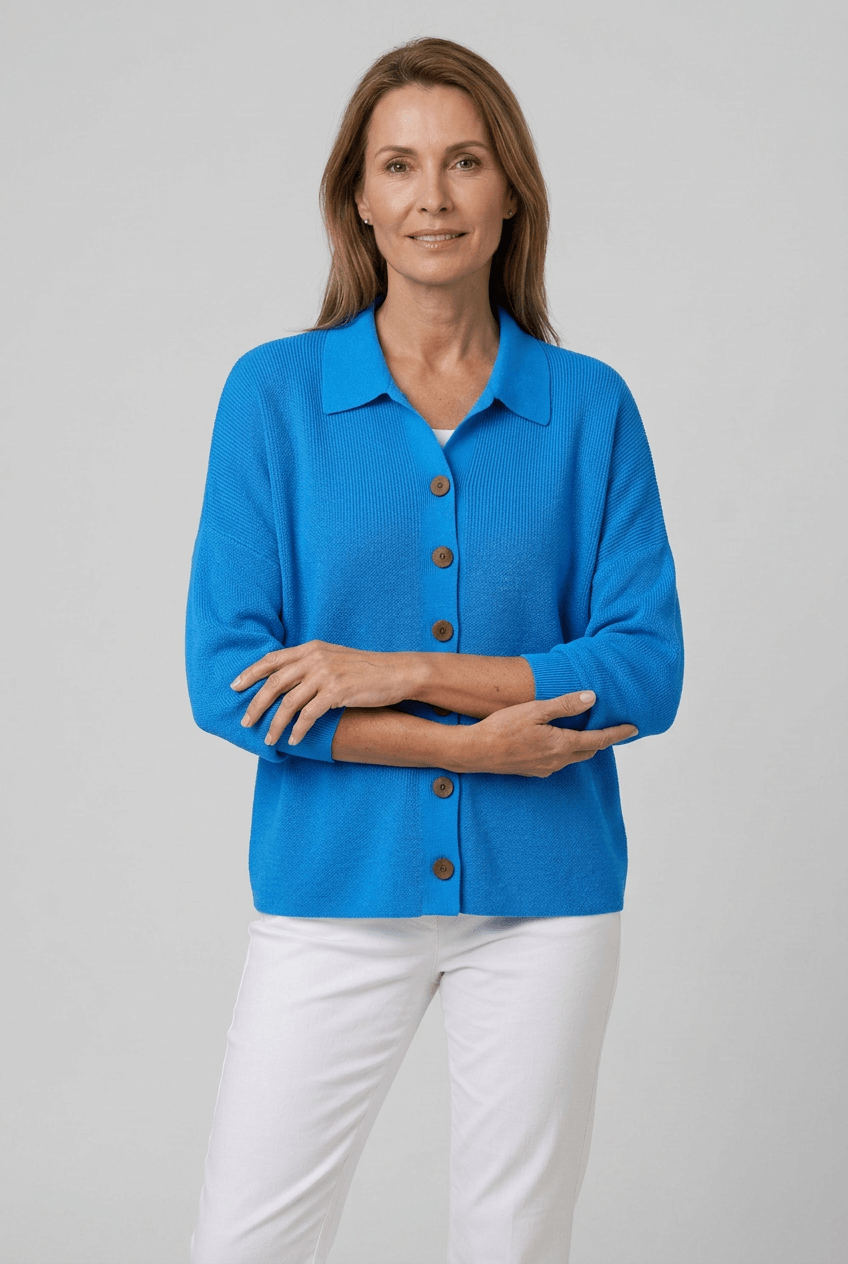 Women's Knit Cardigan with Collar | Button Front