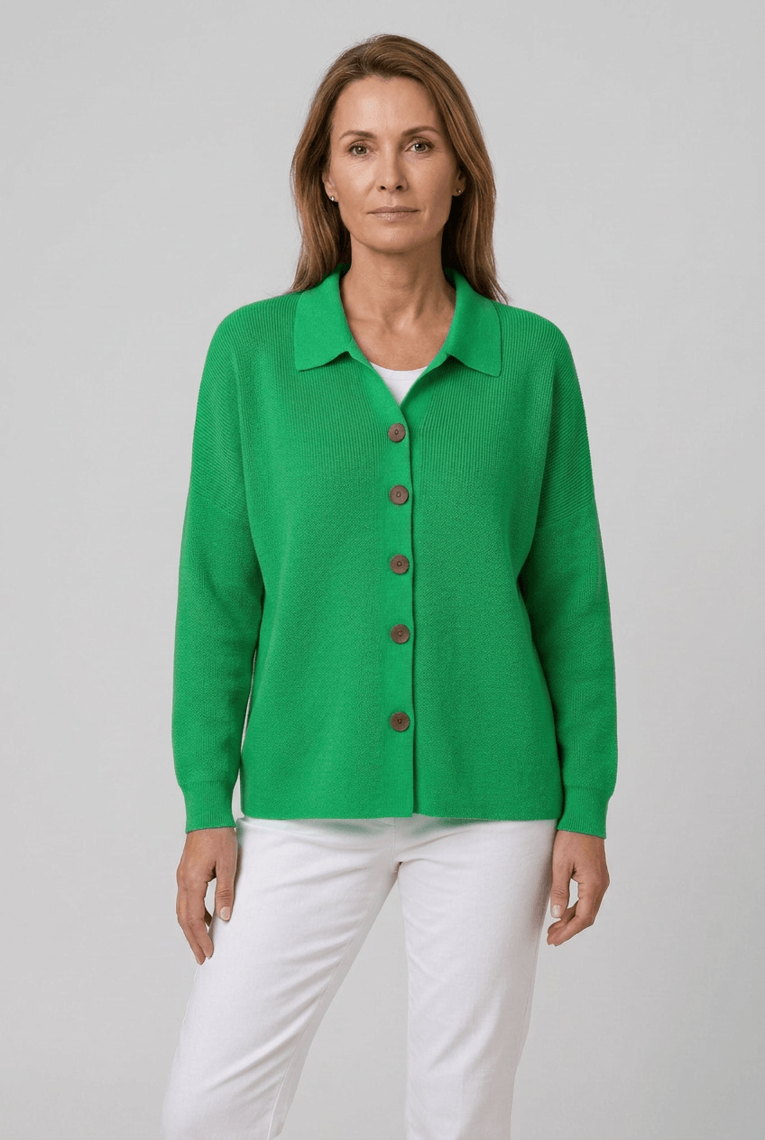 Women's Knit Cardigan with Collar | Button Front
