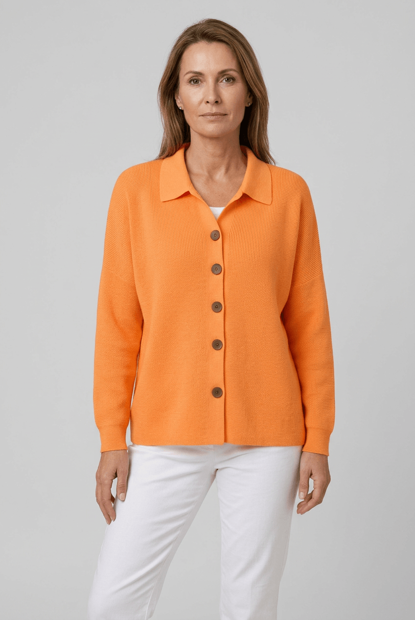 Women's Knit Cardigan with Collar | Button Front