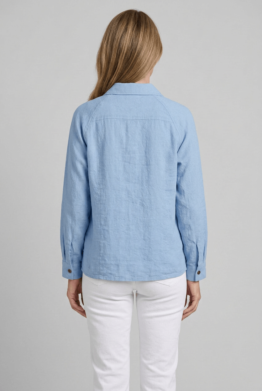 Women's Button Down Shirt with Open Collar | Long Sleeves