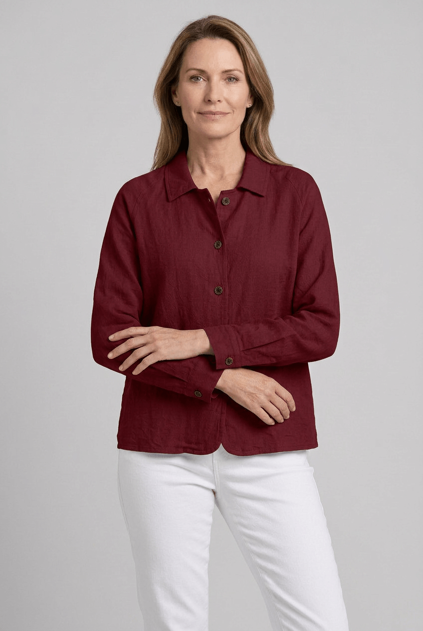 Women's Button Down Shirt with Open Collar | Long Sleeves