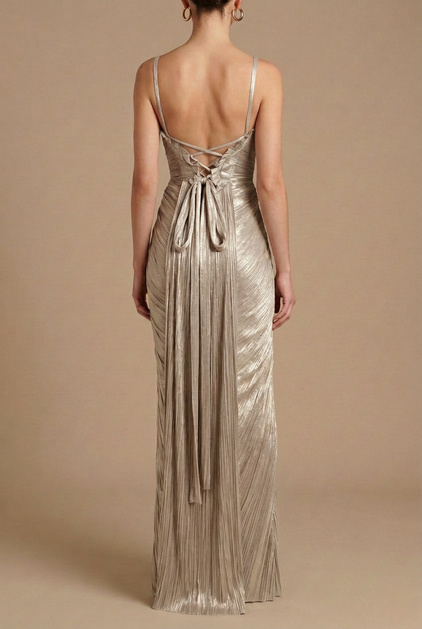 Women's Dress | Pleated Corset Maxi Sleeveless