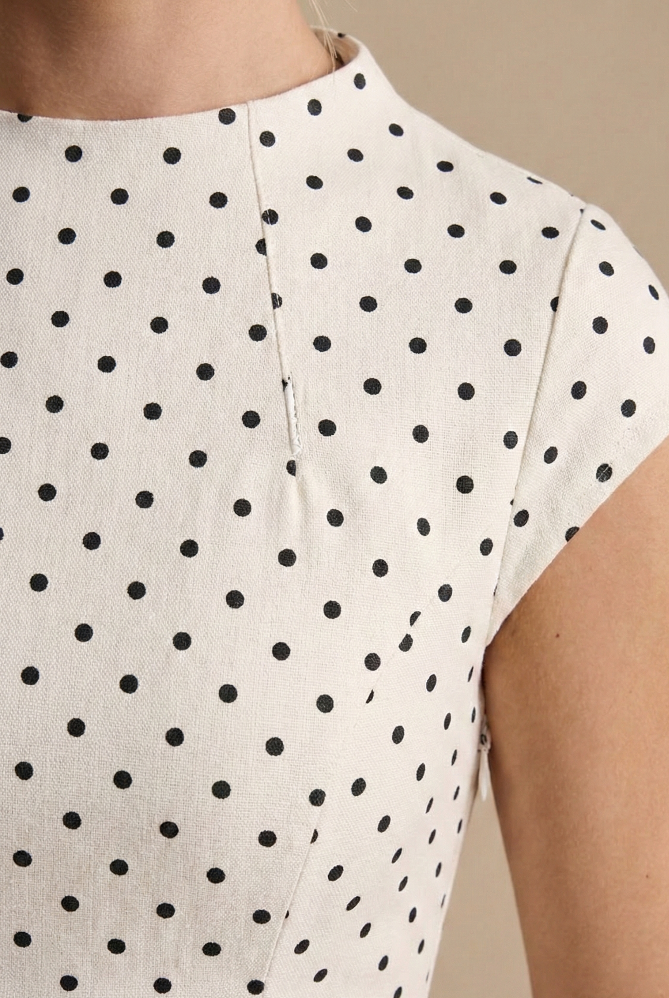 Women's Dress | White Polka Dot Midi with Cap Sleeves