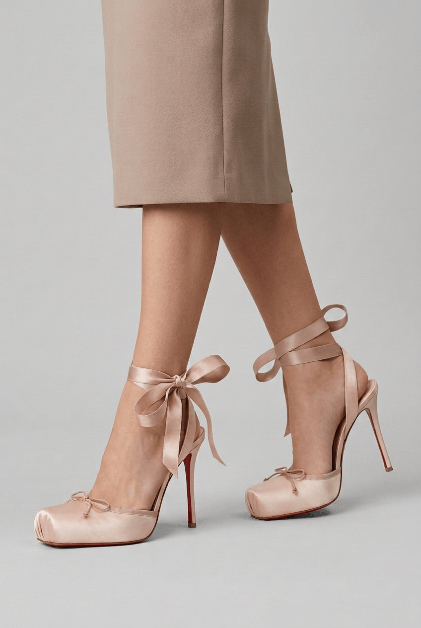 Women's Stiletto Heels with Ribbon Ankle Tie | Bow Detail