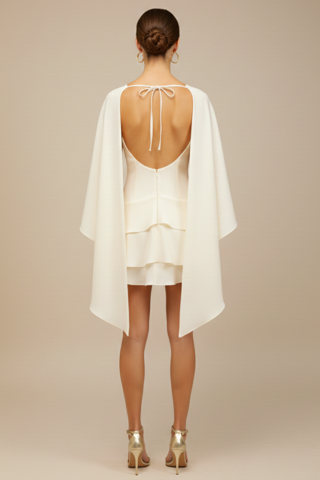 Women's Dress | Draped Shawl Mini with Tiered Ruffles