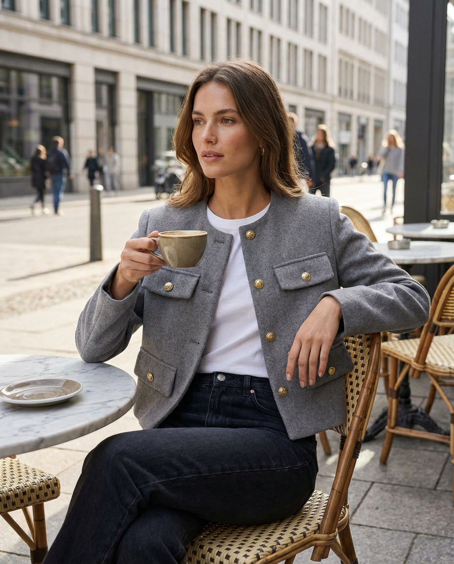 Women's Short Jacket | Button Front Tailored Fit