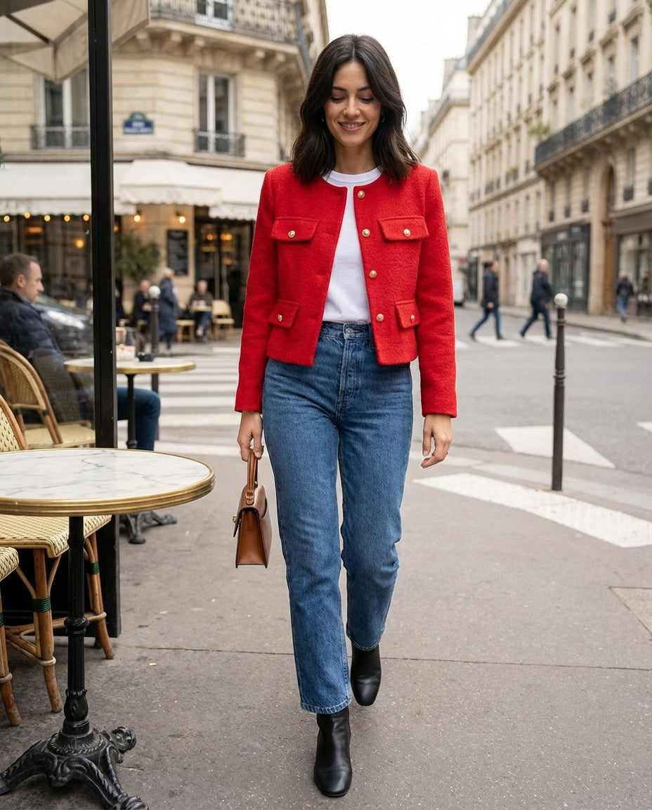 Women's Short Jacket | Button Front Tailored Fit