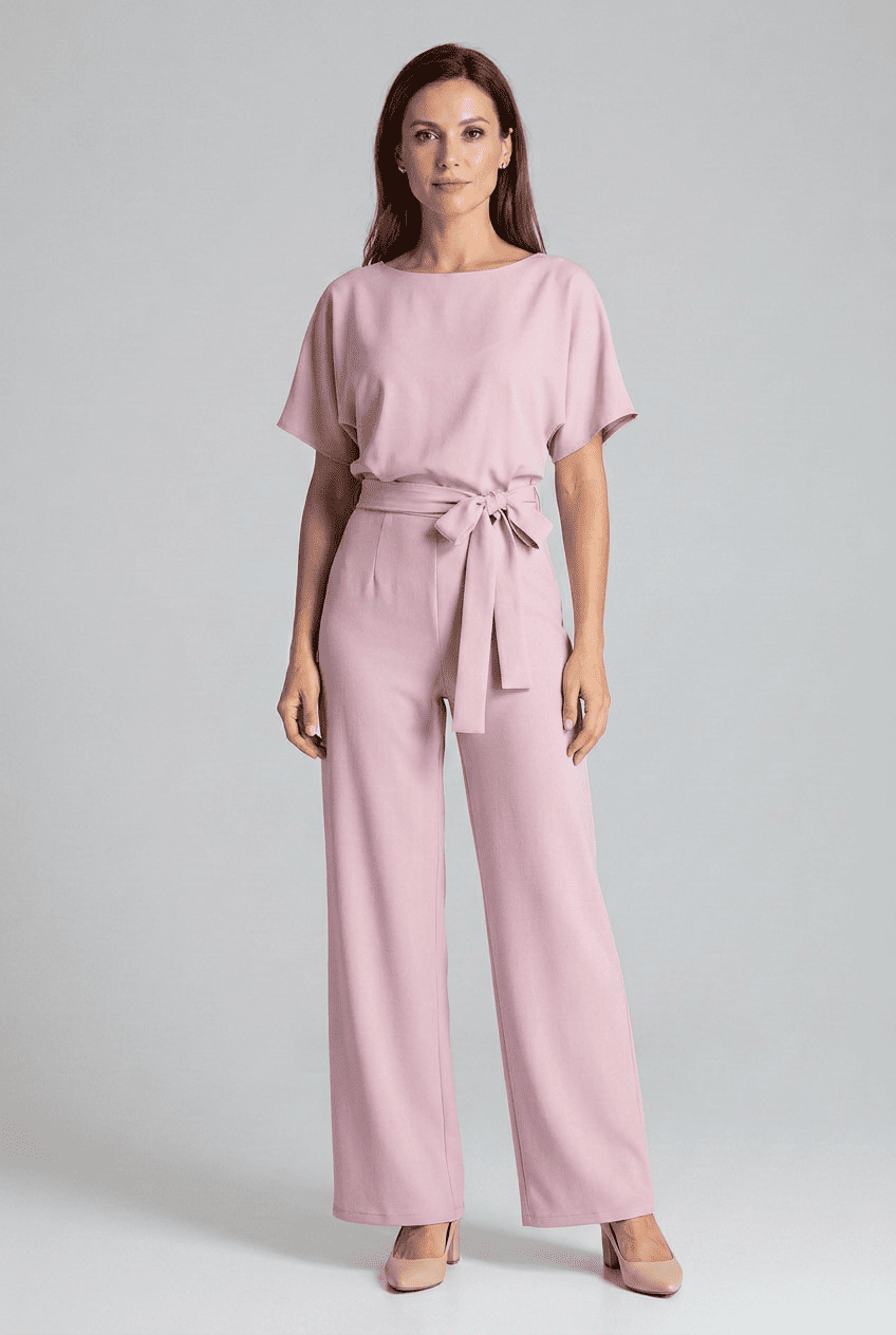 Women’s Short Sleeve Wide Leg Jumpsuit | Belted