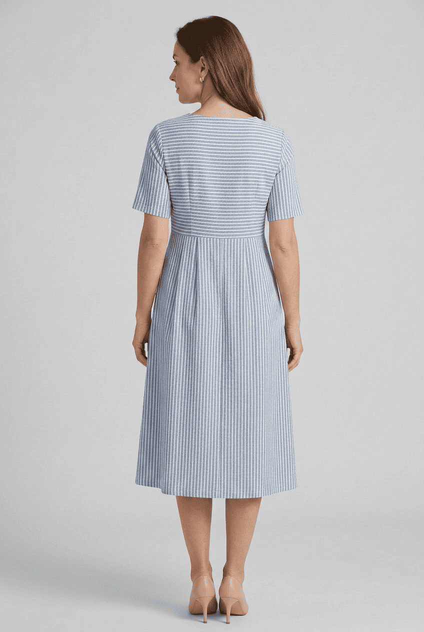 Women's Summer Striped Round Neck Dress | Midi