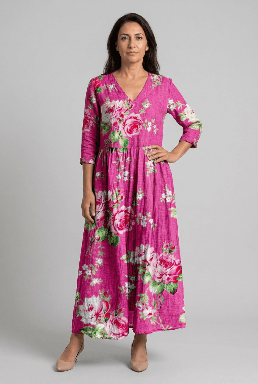 Women's V-Neck Floral Pattern Summer Dress | Maxi